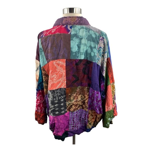 OOAK Beautiful Purple Patchwork Bali Kimono Colorful Jacket - Picture 2 of 2